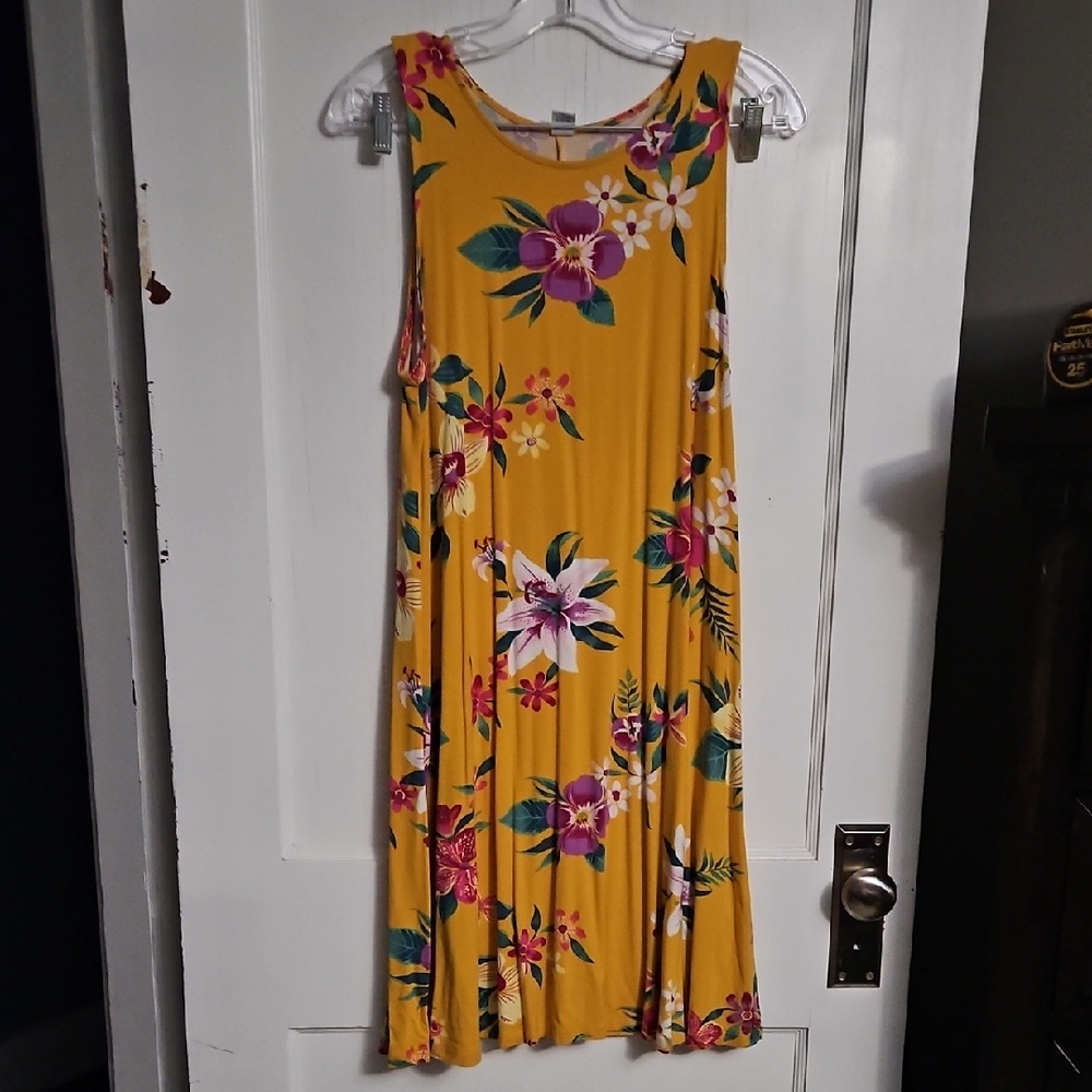 Old Navy Yellow Floral Midi Dress